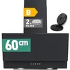 Image de HEINRICHS - hotte aspirante, hotte aspirante à évacuation/recyclage de 60 cm, puissance d'aspiration de 300 m³/h, éclairage LED, 3 vitesses, filtre à charbon actif inclus, puissance de 69W, noir
