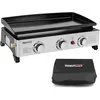 Image de Royal Gourmet Plancha Gaz en Acier Émaillé, 3 Brûleurs Puissance 7.5kW, Surface Cuisson 62,0 x 35,5 cm, Portable pour Le Camping et l' Extérieur, Noir