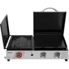 Image de Royal Gourmet 3 Brûleurs Barbecue Gaz Portable, 3 en 1 Plancha et Grille en Émaillés Combinés avec Couvercle Multifonctionnel, Puissance 8.5kW Propane, Adapté pour le Camping et l' Extérieur, Noir