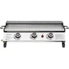 Image de Royal Gourmet Plancha Gaz Propane en Acier Inoxydable, 3 Brûleurs Puissance 7.5kW, Surface Cuisson 61,5 x 32cm avec Grille de Réchauffage, Adapté pour Le Camping et l' Extérieur, Argent
