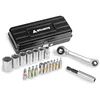 Image de Granite Duet Kit d'outils à cliquet avec embout hexagonal et douille, incluant une clé à cliquet double tête, une tige d'extension, 7 douilles et 11 embouts de précision (Noir)