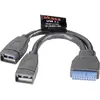 Image de Akasa Câble USB USB 3.2 Gen1 En-tête de broche 19 pôles, USB-A femelle 0.15 m noir contacts dorés, certifié UL AK-CBUB09-15BK