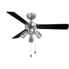 Image de AireRyder Ventilateur de plafond Cyrus avec éclairage et tirettes, 107 cm, finition chrome brillant, pâles réversibles noir / argent