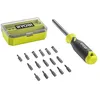 Image de RYOBI - Tournevis à Cliquet + 16 Embouts - RHSDM1701 - Réservoir Embouts, Cliquet Réversible