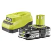 Image de RYOBI Pack Chargeur Rapide 18V 2,0A + Batterie Lithium+ 2,5Ah One+  RC18120A-125   Recharge en 75 Min, Indicateur 4 LED, Cellules Haute Capacité, Protection Antichoc