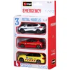 Image de Bburago - Véhicules des Urgences Françaises - Miniatures à l'échelle 1:43 - Pack de 3 Véhicules - Police Municipale, Sapeurs Pompiers de Paris, SAMU - 30009