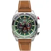 Image de AVI-8 Montre Homme Quartz - 40 mm - Cadran Vert - Bracelet Cuir Marron - AV-4100-01