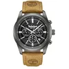 Image de Timberland Sherbrook 45mm Montre Multifonction pour Hommes Cadran crème & Bracelet en Cuir Marron foncé