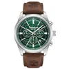 Image de Timberland Northbridge Montre Multifonction pour Hommes - Boîtier Argent, Cadran Vert, Bracelet en Cuir Marron, 45mm, TDWGF0041206