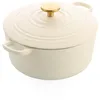 Image de BK Bourgogne Cocotte à induction, en fonte émaillée avec couvercle, passe au four et au lave-vaisselle, 24 cm, 4,2 l, blanc crème