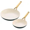 Image de GreenPan Padova Reserve Lot de 2 poêles en céramique anti-adhésive Vert avec poignée dorée 20 cm et 26 cm Compatible induction