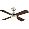 Image de 72417 Ventilateur de plafond d'intérieur de 90 cm en acier inoxydable et à LED Colosseum, kit d’éclairage LED à variateur avec verre opale dépoli