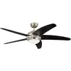 Image de 72557 Ventilateur de plafond d'intérieur à cinq pales et une lampe Bendan de 132 cm, finition chrome satiné avec verre opale dépoli