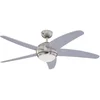 Image de 72220 Ventilateur de plafond d'intérieur à cinq pales et une lampe Bendan de 132 cm, finition chrome satiné avec verre opale dépoli
