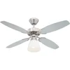 Image de Westinghouse Lighting 78274 Capitol 105 cm Brushed Steel Indoor Ceiling Fan (withouit remote control), Finition en Acier Brossé avec Pales Réversibles en Argent/Noir