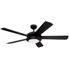 Image de 78719 Ventilateur de plafond d’intérieur en noir mat de 132 cm Comet, kit d éclairage avec verre opale dépoli