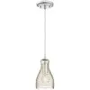 Image de Westinghouse Lighting 6329240 63292 Luminaire Suspendu d'Intérieur à Une Lampe, Finition avec Verre Clair Ondulé, Verre/Chrome