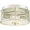 Image de 63279 Luminaire de plafond de 33 cm à montage à ras d'intérieur, finition nickel brossé avec treillis et verre dépoli