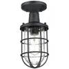 Image de Westinghouse Lighting 61131 Luminaire de plafond semi-encastré d'extérieur Crestview à une lampe au style vintage, finition en noir texturé avec verre granuleux transparent