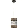 Image de Westinghouse Lighting 6118040 Lampe suspendue d'intérieur Langston à une lampe au style vintage, finition bronze huilé avec accents de pin vintage et abat-jour cage
