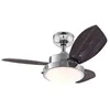 Image de Westinghouse Lighting Ventilateur de plafond Wengue 76 cm 78762 avec lumière individuelle et trois pales, finition chromée avec verre opale mat