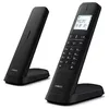 Image de Philips M4702B/12-2 Téléphones Fixes sans Fil DECT, écran 4,6 cm, écran LCD, rétroéclairage, Agenda 50 Chiffres, Mains Libres, Touches programmables, HQ-Sound - Noir (Compatible : ES, par)