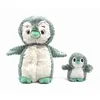 Image de PTIPOTOS by Les DEGLINGOS - GLISSOU Le Pingouin Maman & Bebe - Peluche Ultra Douce 2 en 1 - Cadeau Naissance Anniversaire Noel - 24CM - Menthe & Blanche