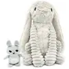 Image de Ptipotos Peluche Lapin Toudou Maman et son Bébé Gris Clair
