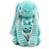 Image de Les PTIPOTOS by Les DEGLINGOS - Peluche Maman Bebe - Toute Douce - Cadeau Naissance - TOUDOU Lapin Maman & Bebe Bleu Aqua - 24CM