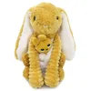 Image de Les PTIPOTOS by Les DEGLINGOS - Peluche Maman Bebe - Toute Douce - Cadeau Naissance - TOUDOU Lapin Maman & Bebe Moutarde - 24CM