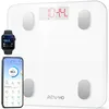 Image de RENPHO Balance Pèse Personne de Haute Précision 400lbs, Balance Connecté Bluetooth Pese Personnes Impédancemètre avec App, 13 Analyses de la Composition Corporelle, Piles incluses
