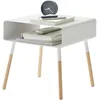 Image de Yamazaki 4229 Plain Low Side Table, White, Steel/Wood, 35 x 35 x 35 cm
