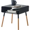 Image de Yamazaki 4230 Plain Low Side Table, Black, Steel/Wood, 35 x 35 x 35 cm