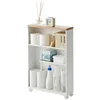 Image de YAMAZAKI Tower Chariot de Rangement et Semi-fermée, en Acier - avec roulettes et poignée, Plateau en Bois, 3 Niveaux, Rangement Discret, Salle de Bain - 47,5 x 13 x 68 cm, Design Japonais, Blanc