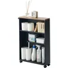 Image de YAMAZAKI Tower Chariot de Rangement et Semi-fermée, en Acier - avec roulettes et poignée, Plateau en Bois, 3 Niveaux, Rangement Discret, Salle de Bain - 47,5 x 13 x 68 cm, Design Japonais, Noir