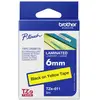 Image de Etiquette Brother TZe, TZ TZe-611 PET Couleur de ruban: jaune Couleur de police:noir 6 mm 8 m