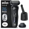 Image de Braun Rasoir Electrique Homme Series 5 52-N7200cc Noir, etanche, Lames Flexibles Pour Raser Doucement Le Visage et La Barbe, 2 Modes De Rasage, Tondeuse De Précision, Coffret Avec Station De Nettoyage
