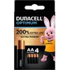 Image de DURACELL Optimum Piles AA (Lot de 4)   Piles Alcalines 1,5V   +200 % d’actifs Power Boost   Répondent aux exigences des appareils modernes 100 % Recyclables, 0 % de plastique dans l’emballage MX1500