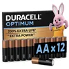 Image de DURACELL Optimum Piles AA (Lot de 12)   Piles Alcalines 1,5V   +200 % d’actifs Power Boost   Répondent aux exigences des appareils modernes 100 % Recyclables, 0 % de plastique dans l’emballage MX1500