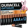 Image de DURACELL Optimum Lot de 12 Piles AAA alcalines 1,5 V, +200 % d’actifs Power Boost, fiables pour les appareils modernes, 100 % recyclables, emballage 0 % de plastique   LR03 MX2400