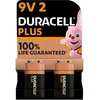 Image de Duracell Plus Piles 9V (lot de 2) - Alcalines - Durée de vie garantie à 100% - Idéales pour les appareils du quotidien - Emballage 0% plastique - Conservation 5 ans - 6LR61 MN1604
