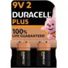 Image de DURACELL Plus Lot de 2 piles 9 V alcalines, durée de vie garantie à 100%, idéales pour les appareils du quotidien, emballage 0% plastique, conservation 5 ans - 6LR61 MN1604