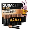 Image de DURACELL Plus Piles AAA (Lot de 8)   Piles Alcalines 1,5 V Durent Jusqu’à 100% Plus Longtemps grâce aux Actifs Power Boost Fiable pour Vos Appareils du Quotidien Emballage 0% Plastique  MN2400