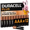 Image de DURACELL Plus Lot de 12 piles AAA alcalines 1,5 V avec actifs POWER BOOST, fiables pour vos appareils du quotidien, emballage 0 % plastique, conservation garantie 10 ans - LR03 MN2400