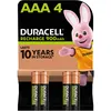 Image de Duracell Rechargeables Piles AAA (lot de 4), 900 mAh, NiMH, pré-chargées, Longue durée, un packaging recyclable 0% plastique