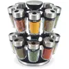 Image de Cole & Mason Cambridge Carrousel à Épices et Herbes, Porte-épices en Pots de Verre 16, Rotatif 360°, Rangement épices, Pots à épices, Acier inoxydable/Verre, Épices/Herbes Incluses