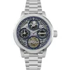 Image de Ingersoll 1892 The Arc Montre Automatique pour Homme 44 mm avec Cadran Squelette Bleu et Bracelet argenté en Acier Inoxydable I16003