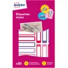 Image de AVERY - Sachet de 30 étiquettes pour stylos. Colorées roses. Format 50 x 10 mm.