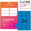 Image de OFFICE STAR - 1200 Etiquettes Multi-Usages Bleues Personnalisables - Format 70 x 37mm - Impression Laser et Jet d'encre