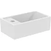 Image de Ideal Standard I.LIFE TEMPO, Lave-mains pour Salle de bain ou Toilettes, 37 x 21 x 11 cm, Fixation Mur ou Meuble Ilife, Céramique, Percé à Gauche, Trop-Plein, Blanc, E211201